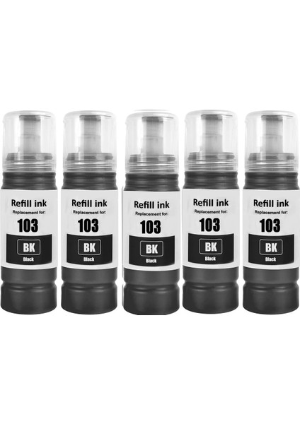 Epson 103 L3250 Uyumlu 5 Renk Siyah Muadil Mürekkep 70ML
