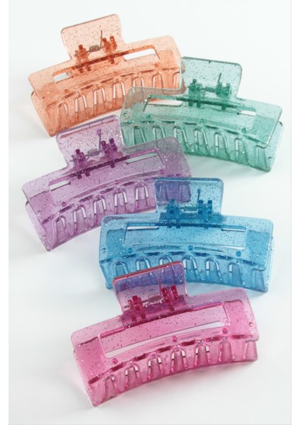 Dikdörtgen Şeffaf Renkli Mandal Toka 8 cm modelleri