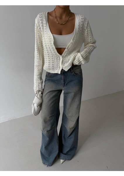 Nrzsnt Küçük Düğmeli Küçük Örgülü Triko Hırka Beyaz (Beden: Standart) modelleri