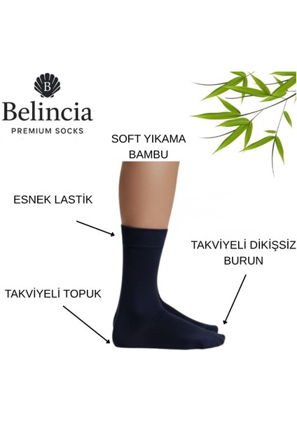Bambu Erkek Soket Uzun Düz Lacivert Çorap Dikişsiz 6'lı Paket fiyatları