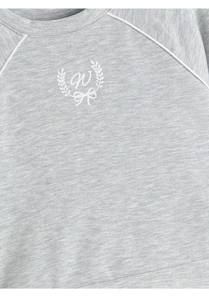 Lcw Yeni Yeni Sezon Bisiklet Yaka Baskılı Kız Çocuk Sweatshirt modelleri