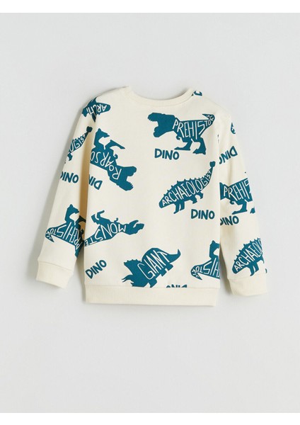 Lcw Yeni Bisiklet Yaka Dinozor Baskılı Erkek Çocuk Sweatshirt modelleri