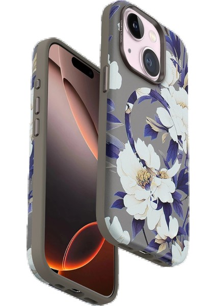 MYT09 iPhone 15 Flower Series Magsafe Kapak - Gri