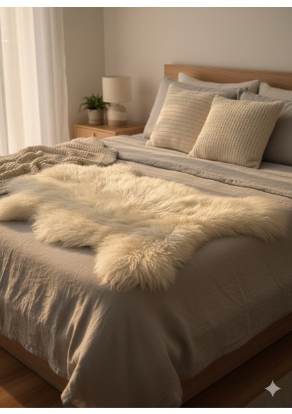 Doğal Işlenmemiş Hiç Kırpılmamış Gerçek Koyun Postu , Halı, Oldukça Etli Posteki