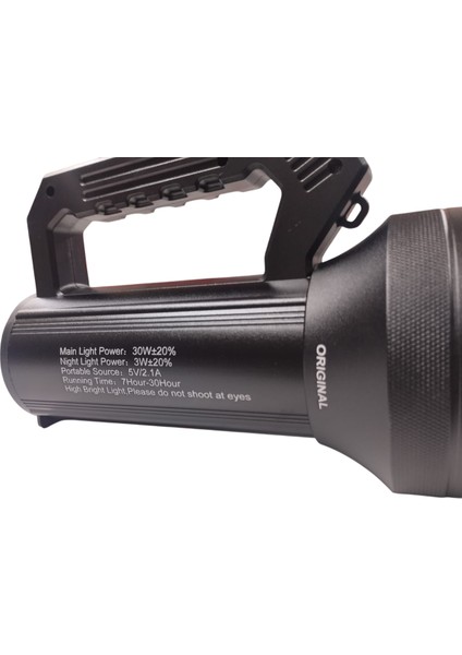 PD-4700 Profesyonel El Feneri | 30W – 3000 Lümen – 9600 Mah – Metal Kasa – Powerbank – Dijital Göstergeli