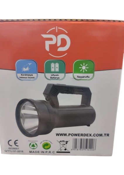 PD-4700 Profesyonel El Feneri | 30W – 3000 Lümen – 9600 Mah – Metal Kasa – Powerbank – Dijital Göstergeli