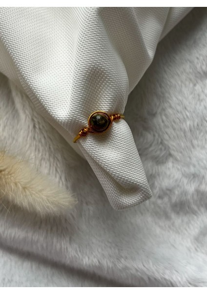 Unakit Taşı Altın Renk Ayarlanabilir Tel Yüzük