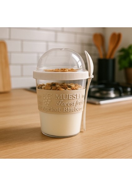 Taken Go Kapaklı Kaşıklı Pratik Taşınabilir Meyveli Yoğurt Kabı