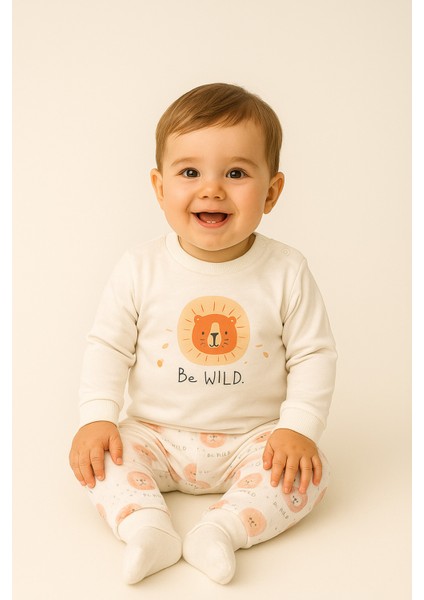 Erkek Bebek Aslan Desenli Ikili Takım