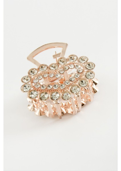 Kalp Taşlı Metal Mandal Toka 4,5 cm