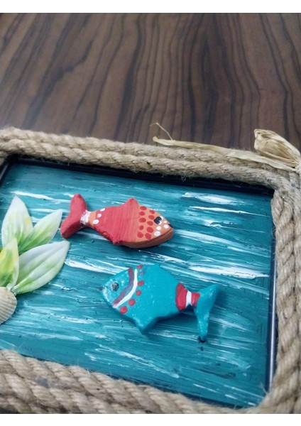 Dekoratif Obje Çerçeve Hediyelik Duvar Süsü Pano Deniz Balık fiyatları