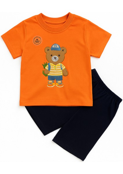 Erkek Çocuk Turuncu Yazlık Şortlu Takım modelleri