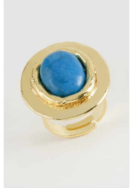 Oval Turkuaz Taşlı Yüzük