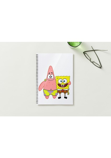 Sünger Bob A5 Metal Spiralli Çizgisiz Sert Kapak Sünger Bob Defter
