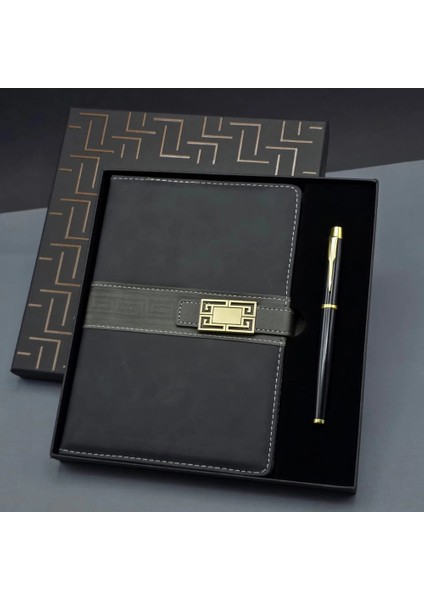 Siyah Tokalı Tarihsiz Ajanda Defter Kalem Set