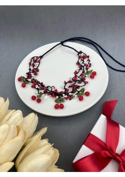 Kiraz Tığ Oyası Jasper Taşlı Şifa Kolye fiyatları