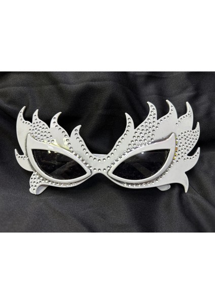 Taşlı Göz Kamaştıran Gecenin Yıldızı Beyaz Parti Alev Gözlük