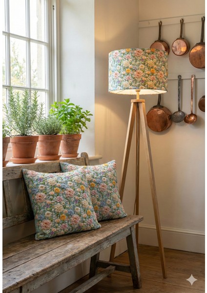 Inci Çiçeği Desenli Dijital Baskılı Kumaş Lambader Başlığı ( Sadece Başlık ) fırsatları