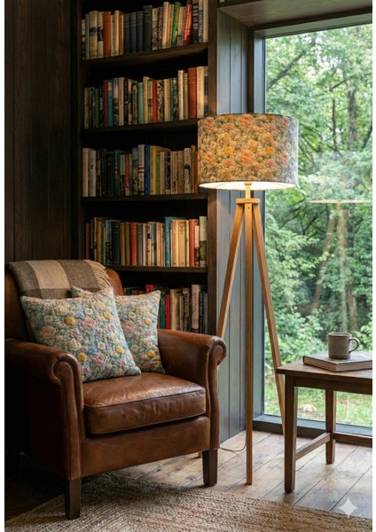 Inci Çiçeği Desenli Dijital Baskılı Kumaş Lambader Başlığı ( Sadece Başlık )