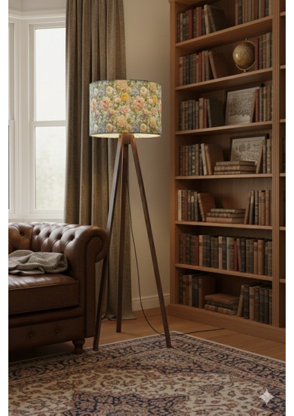 Inci Çiçeği Desenli Dijital Baskılı Kumaş Lambader Başlığı ( Sadece Başlık )