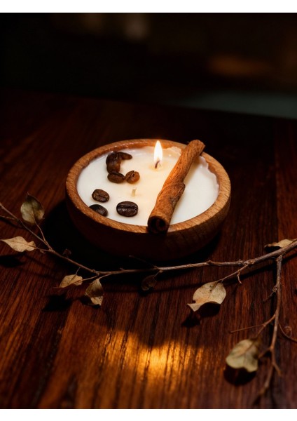 Bambu Kase 2'li Doğal Soya Wax Mum – Sandal Ağacı Kokulu, Gerçek Kahve & Tarçın Süslemeli fiyatları