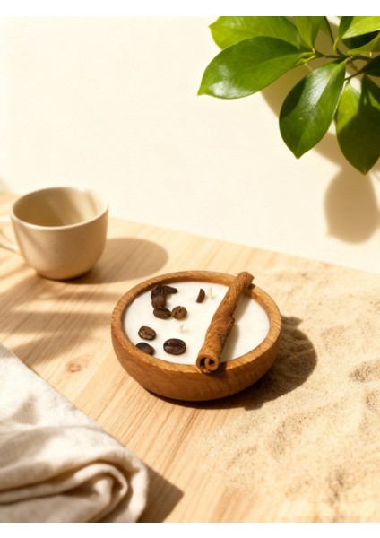 Bambu Kase 2'li Doğal Soya Wax Mum – Sandal Ağacı Kokulu, Gerçek Kahve & Tarçın Süslemeli indirimleri