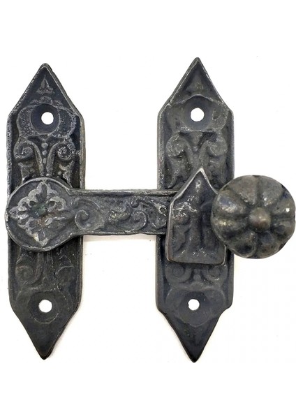 Antika Tarz Dekoratif Pirinç Kapı, Pencere Mandalı - 86X72 Mm, Oksit