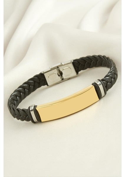 Örgülü Isim Yazılabilir Deri Çelik Bileklik modelleri