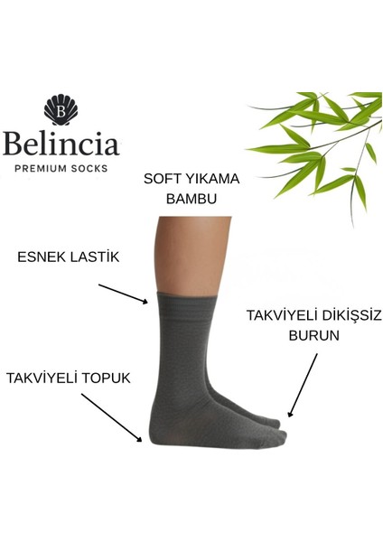 Bambu Erkek Soket Uzun Düz Antrasit Çorap Dikişsiz 6'lı Paket fiyatları