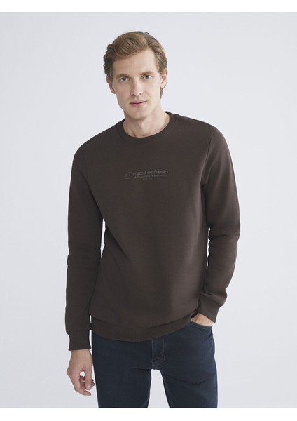 Lcw Yeni Peak Yeni Sezon Bisiklet Yaka Baskılı Erkek Kalın Sweatshirt