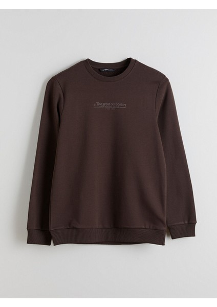 Lcw Yeni Peak Yeni Sezon Bisiklet Yaka Baskılı Erkek Kalın Sweatshirt indirimleri