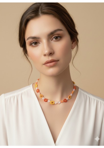 Papatya Rüyası Kolye (Boncuklu)