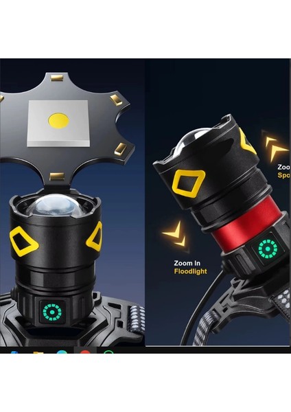 Pro F-3003 Alüminyum PM10-TG LED Type-C Powerbank ve Solar Şarjlı Kamp Kafa Feneri fiyatları