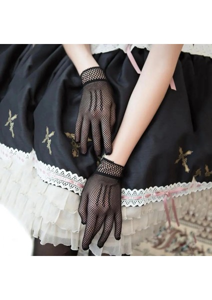 Siyah Renk Likralı File Eldiven Parmaklı Örgü Eldiven Yetişkin Boy fiyatları