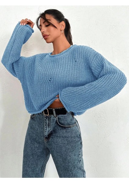 Nrzsnt Salaş Delik Detaylı Kazak Mavi (Beden: Standart) modelleri