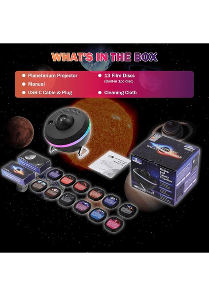 Galaksi Projektörü,yıldız Projektörü,13 Film Diskli,ay, Güneş Sistemi,bulutsu,gece Gökyüzü Projektör modelleri