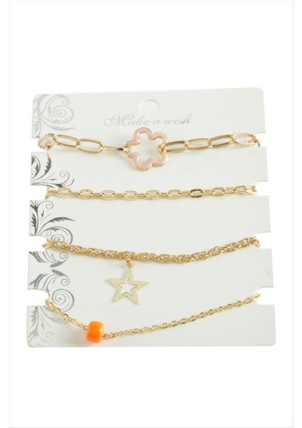 4 Adet Karışık Zincir Bileklik