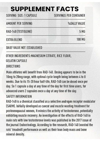 RAD-140 Testolone Zeus Nutrition 60 Kapsül fiyatları