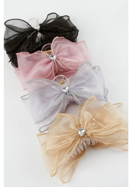 Fiyong Tüllü Taşlı Renkli Mandal Toka 13 cm