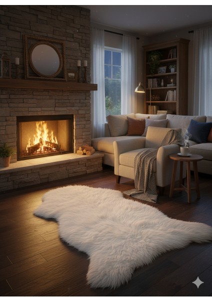 Doğal Işlenmemiş Hiç Kırpılmamış Gerçek Koyun Postu , Halı, Oldukça Etli Posteki