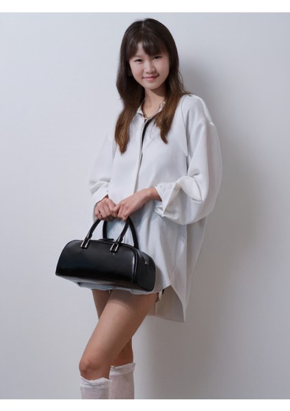 Siyah Yarım Ay Vintage Çanta