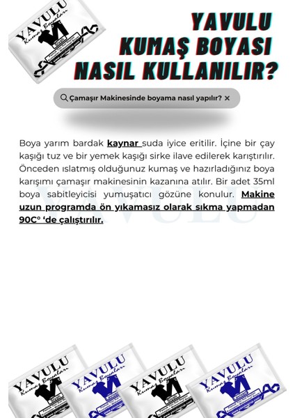 Siyah Kumaş Boyası / Tekstil Boyası / Giysi Boyası / Toz Kumaş Boyası 1AD.