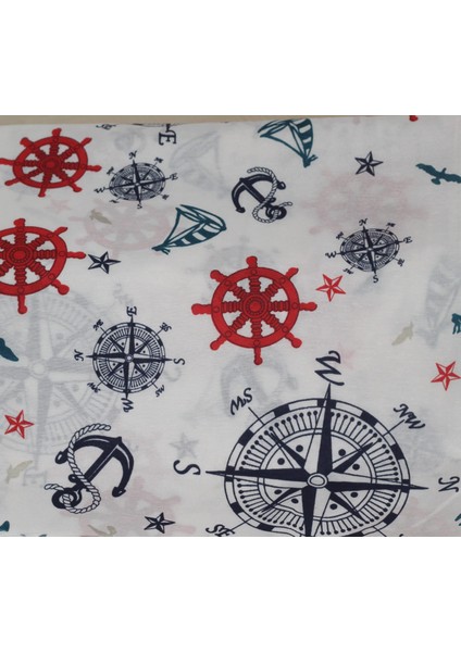 Denizci Temalı Çapa & Dümen Desenli Pamuklu Nevresimlik Kumaş 100*240 cm Metrelik Çarşaf Yastık Ev Tekstil Kumaşı fiyatları
