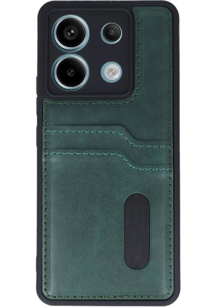 MYT09 Xiaomi Redmi Note 13 Pro 5g Kılıf Sara Kartvizitli Deri Kılıf - Koyu Yeşil fiyatları