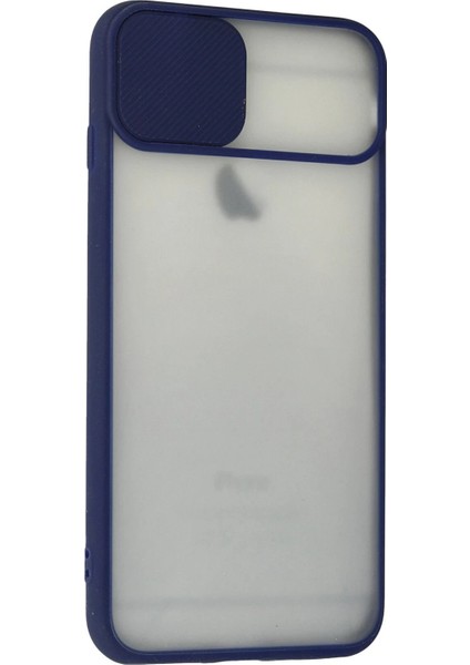 MYT09 iPhone 6 Kılıf Palm Buzlu Kamera Sürgülü Silikon - Lacivert modelleri