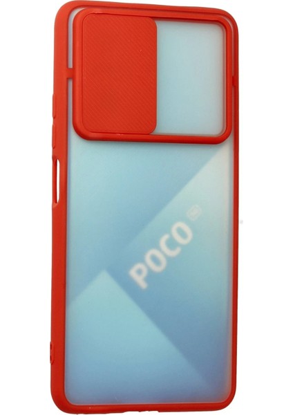 MYT09 Xiaomi Poco F3 Kılıf Palm Buzlu Kamera Sürgülü Silikon - Kırmızı modelleri