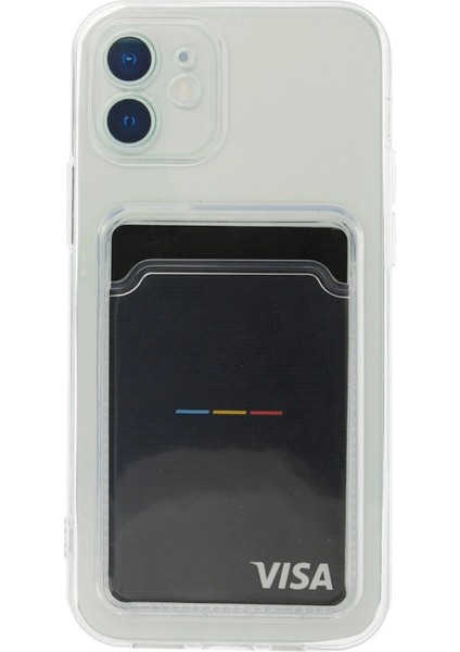MYT09 iPhone 12 Kılıf Kart Şeffaf Silikon - Şeffaf