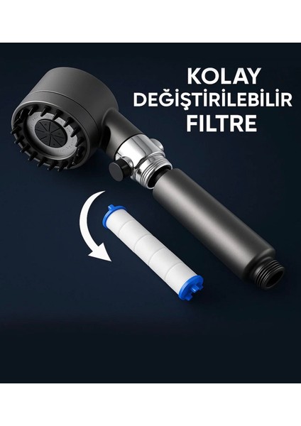 Masaj Başlıklı Su Atasarruflu Kireç Önleyici Özellikli Yüksek Basınç Duş Başlığı(2filtreli) modelleri