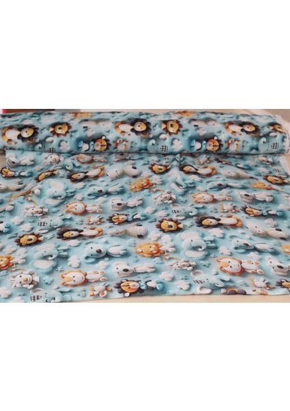 %100 Pamuk 3D Dijital Baskı Sevimli Hayvan Desenli Müslin Kumaş 100*180 cm Metrelik Müslin Kumaş