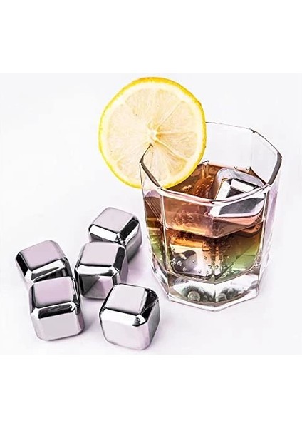 4'lü Çelik Metal Kaplama Viski Taşı Soğutma Buz Küpü modelleri